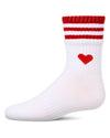 Girl's Sport Rib Heart Crew Socks : Color: White