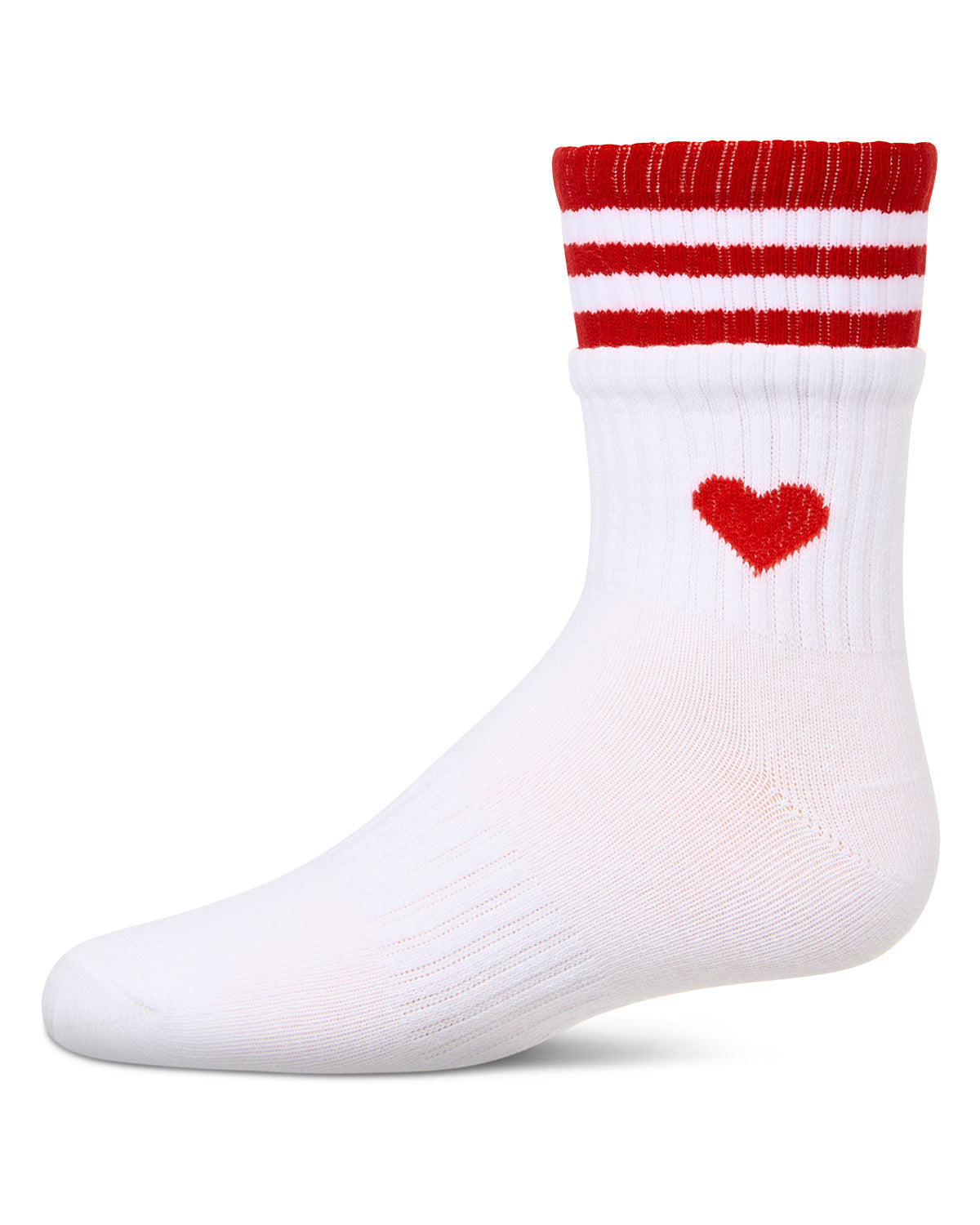Girl's Sport Rib Heart Crew Socks : Color: White