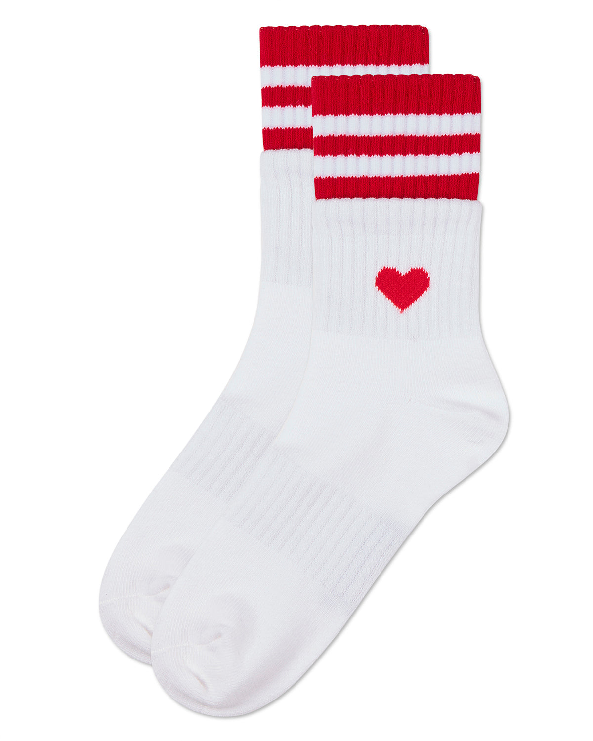 Girl's Sport Rib Heart Crew Socks : Color: White