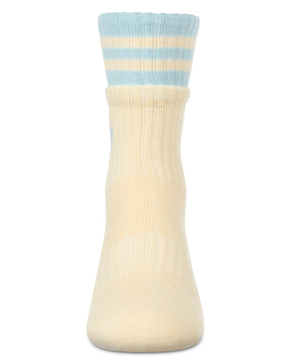 Girl's Sport Rib Heart Crew Socks : Color: White