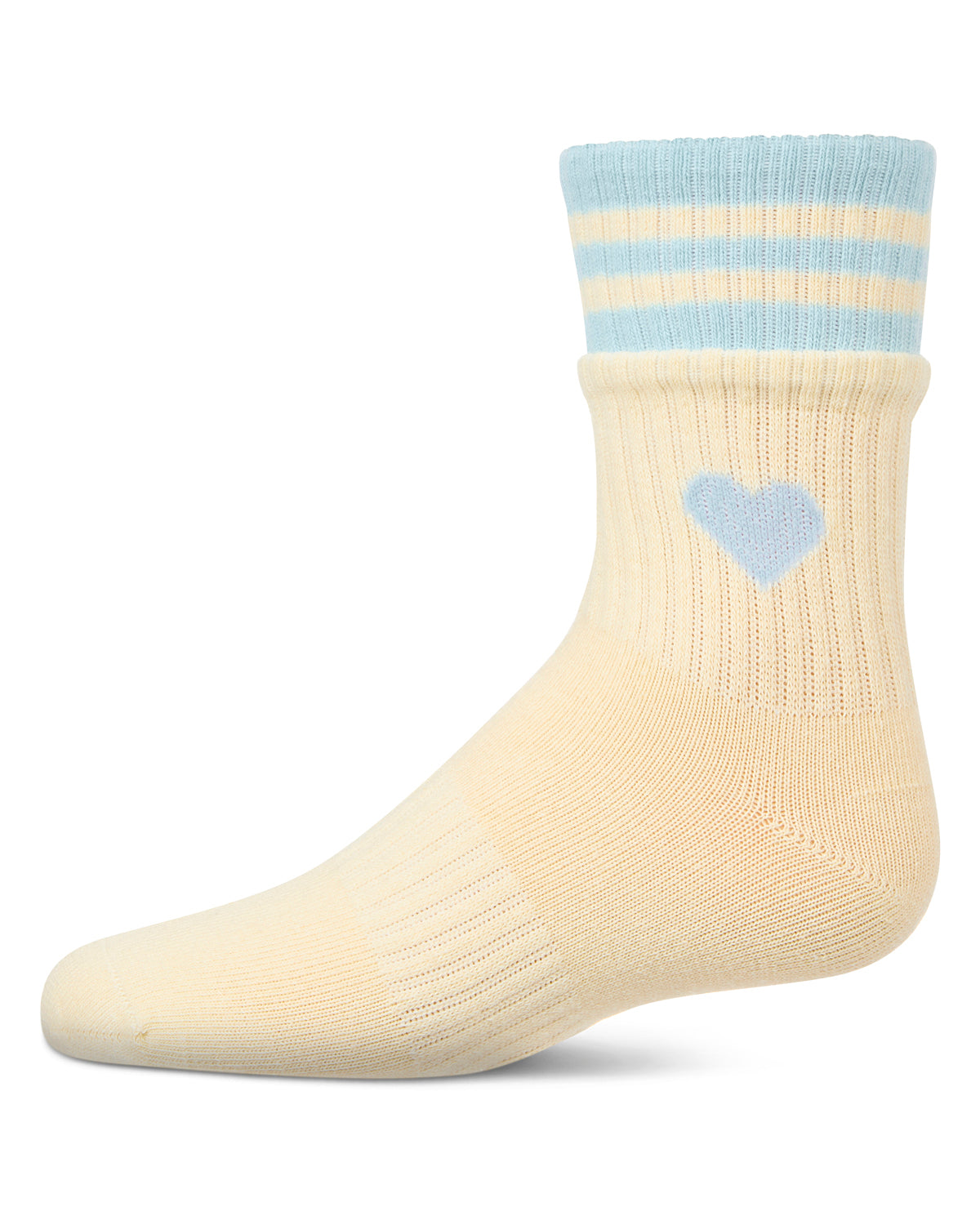 Girl's Sport Rib Heart Crew Socks : Color: Winter White