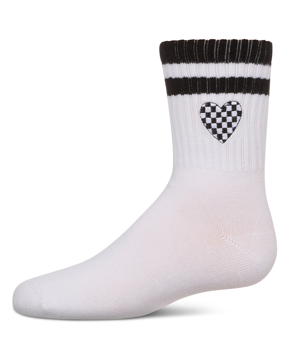 Girls' Checkered Heart Crew Socks : Color: Black
