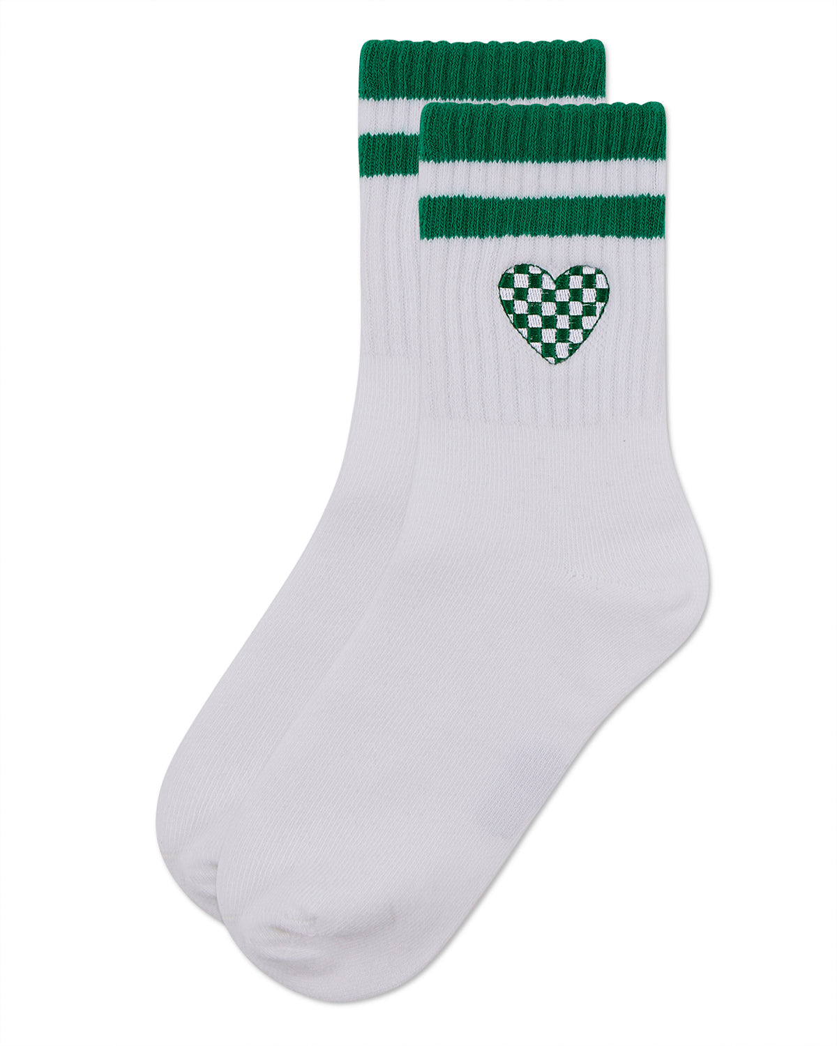 Girls' Checkered Heart Crew Socks : Color: Black
