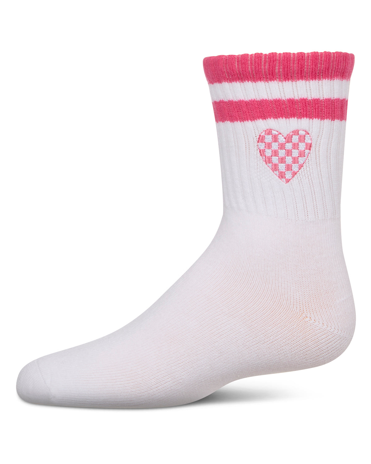 Girls' Checkered Heart Crew Socks : Color: Pink