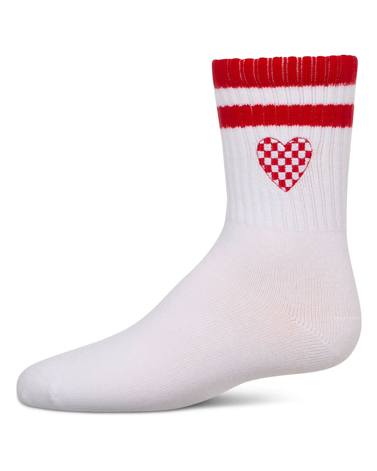 Girls' Checkered Heart Crew Socks : Color: Black