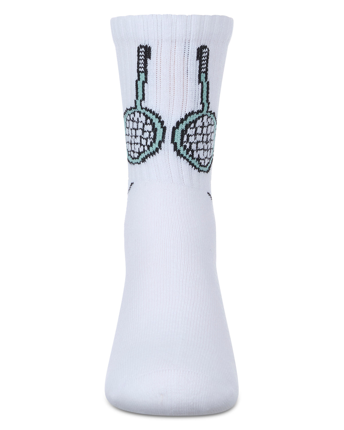 Girls' Tennis Smiley Face Crew Socks : Color: White