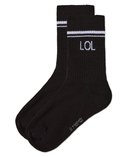 Girl's LOL Athletic Crew Socks : Color: Black