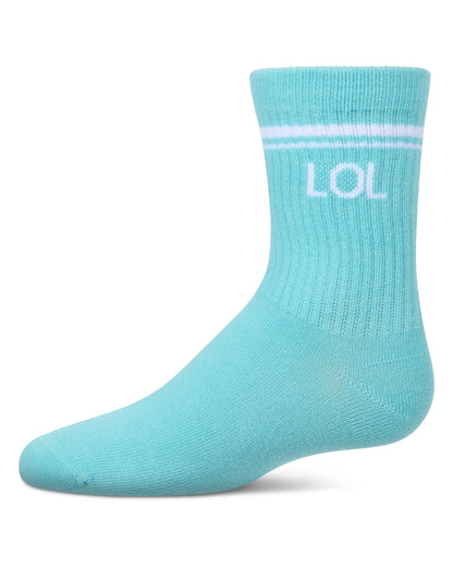 Girl's LOL Athletic Crew Socks : Color: Seafoam