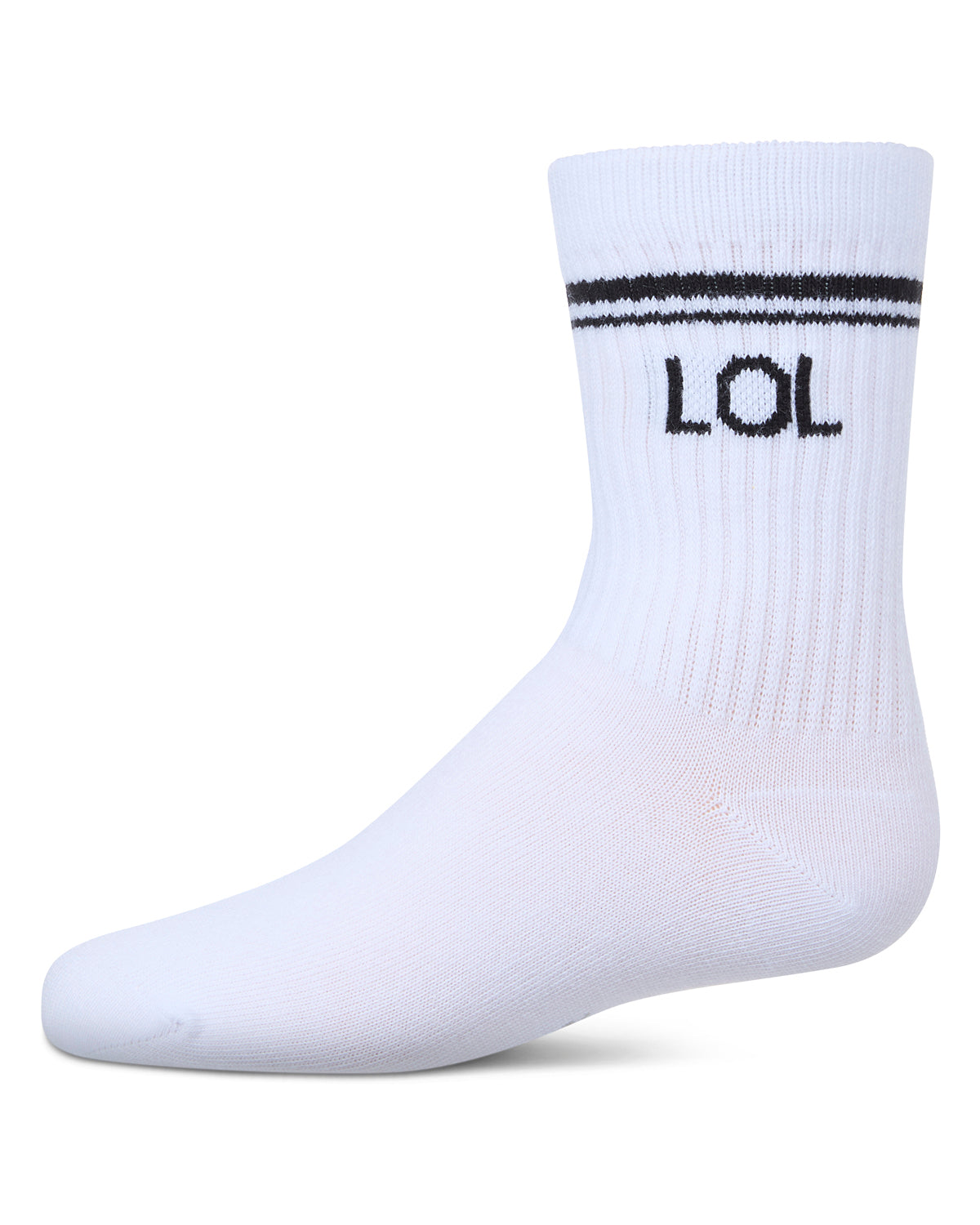 Girl's LOL Athletic Crew Socks : Color: White