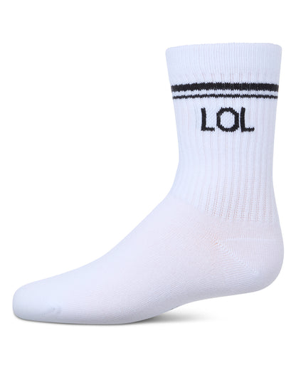Girl's LOL Athletic Crew Socks : Color: White
