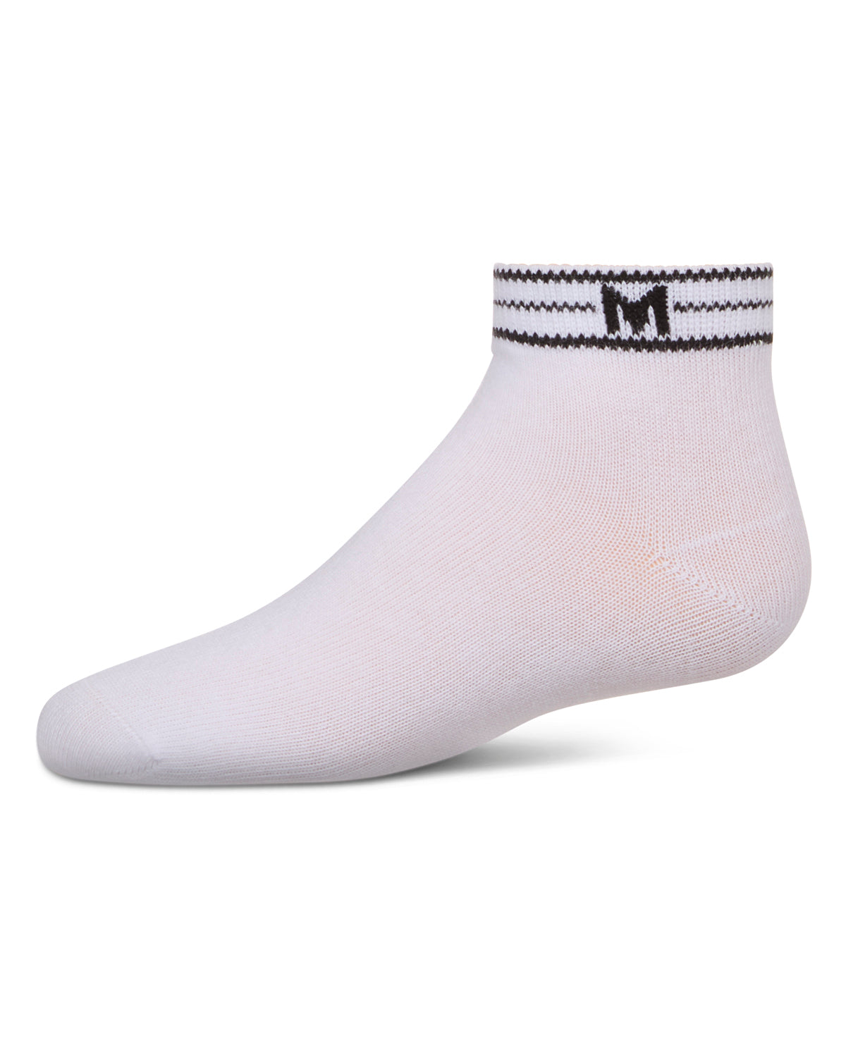 Girls' M Multi Line Anklet Socks : Color: White