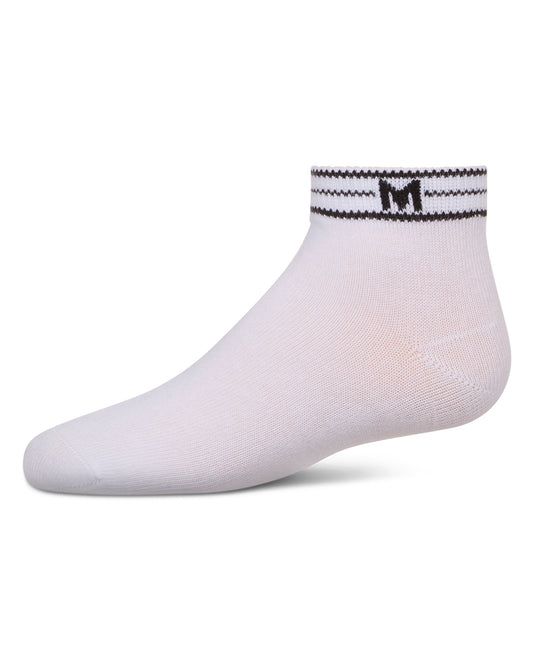 Girls' M Multi Line Anklet Socks : Color: White