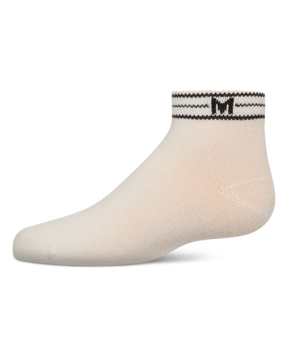 Girls' M Multi Line Anklet Socks : Color: Winter White