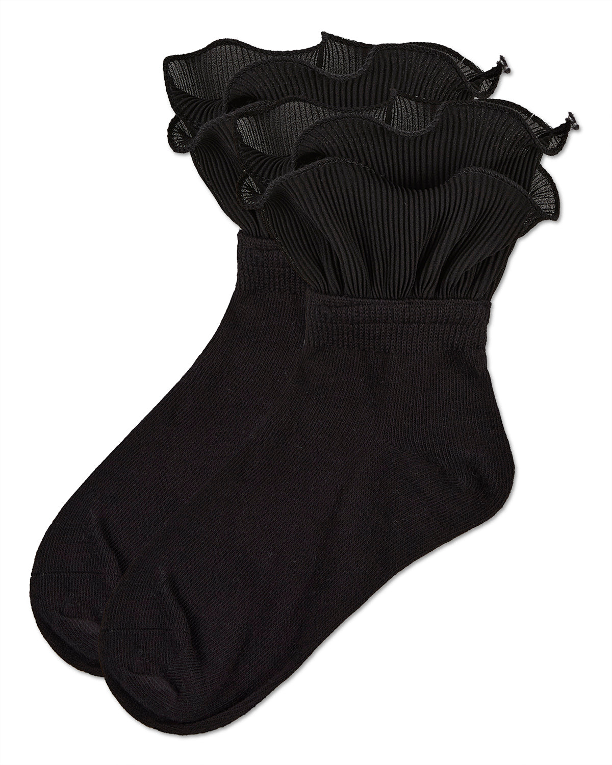Girls' Dual Layer Ruffle Anklet Socks : Color: Black