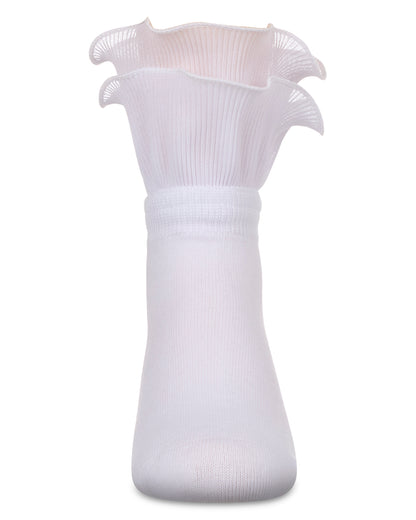 Girls' Dual Layer Ruffle Anklet Socks : Color: Black