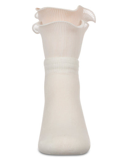 Girls' Dual Layer Ruffle Anklet Socks : Color: Black