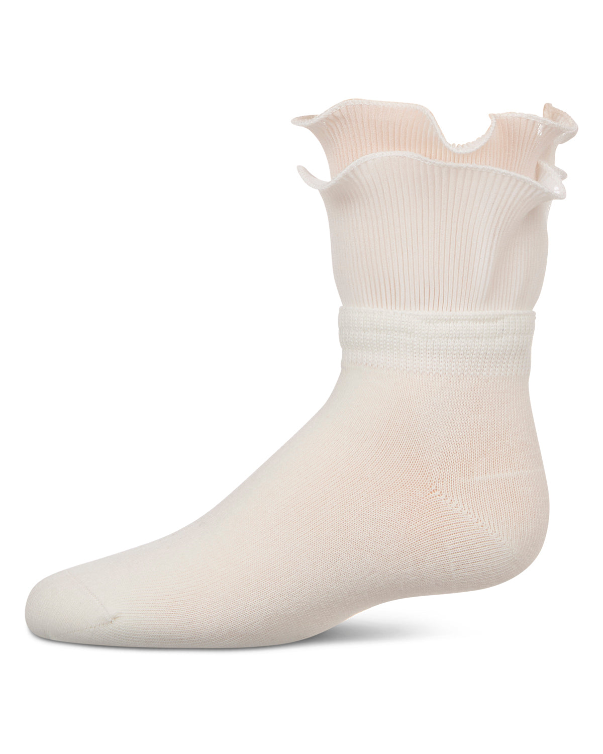 Girls' Dual Layer Ruffle Anklet Socks : Color: Winter White