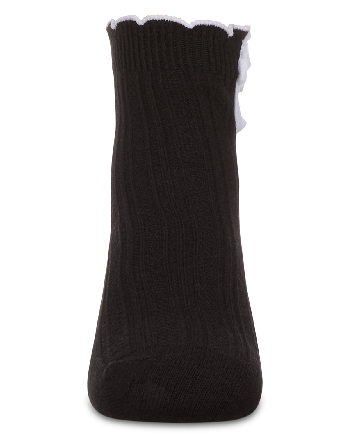 Girls' Floral Button Anklet Socks : Color: Black