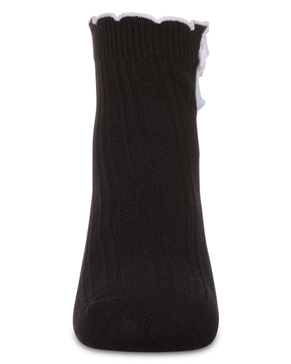 Girls' Floral Button Anklet Socks : Color: Black