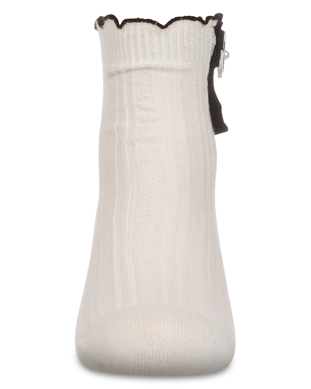 Girls' Floral Button Anklet Socks : Color: Black