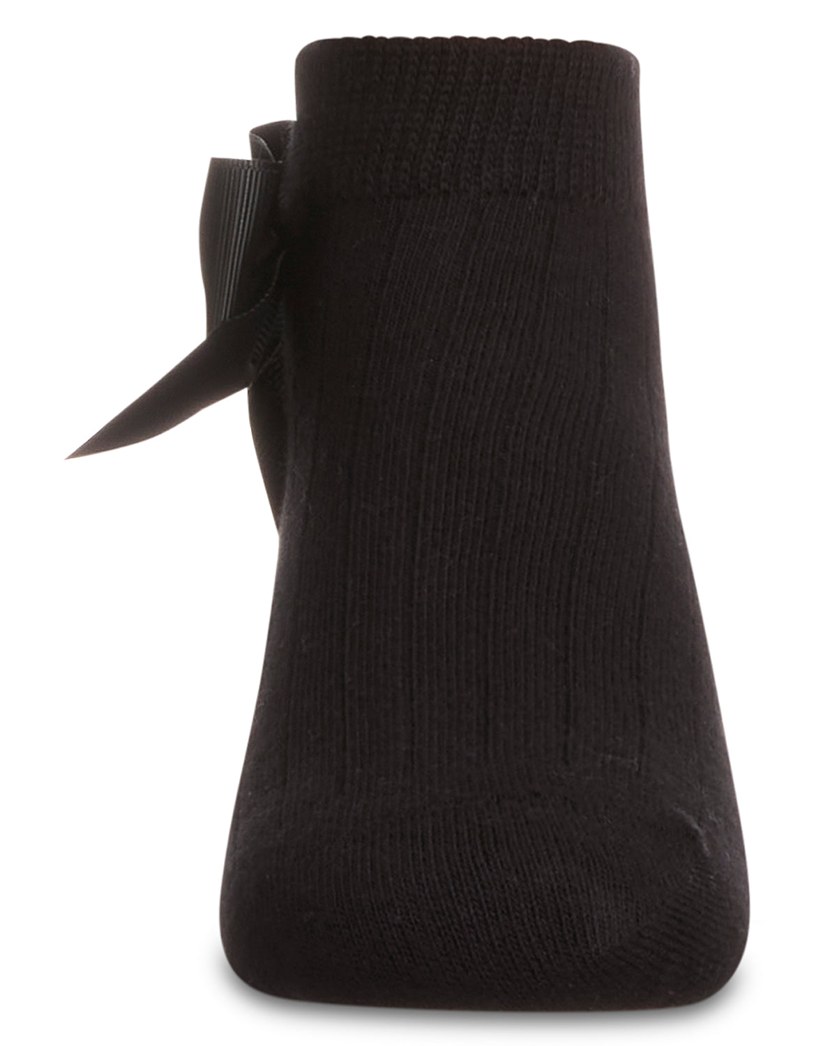 Girls' Ribbed Bow Anklet Socks : Color: Black