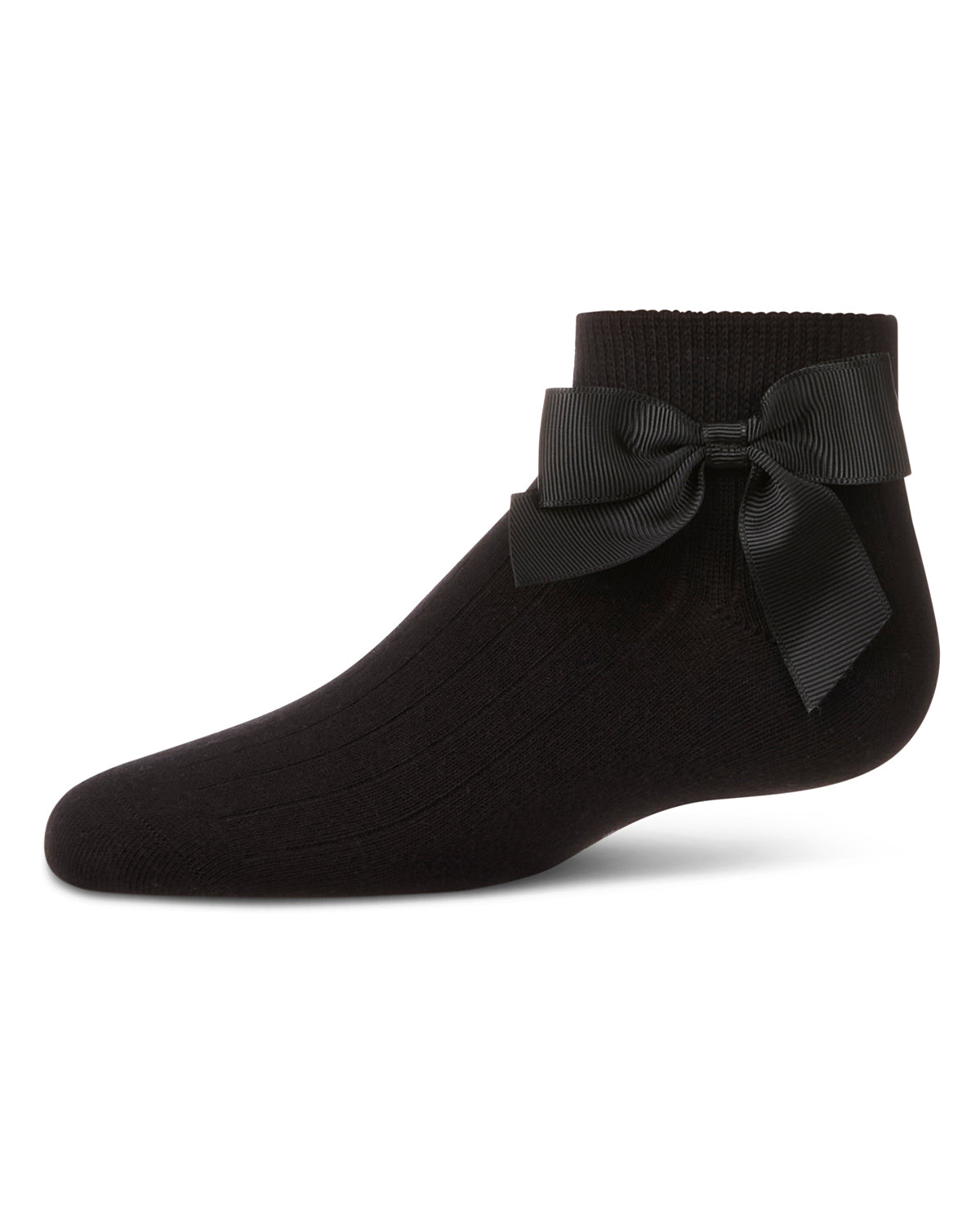 Girls' Ribbed Bow Anklet Socks : Color: Black