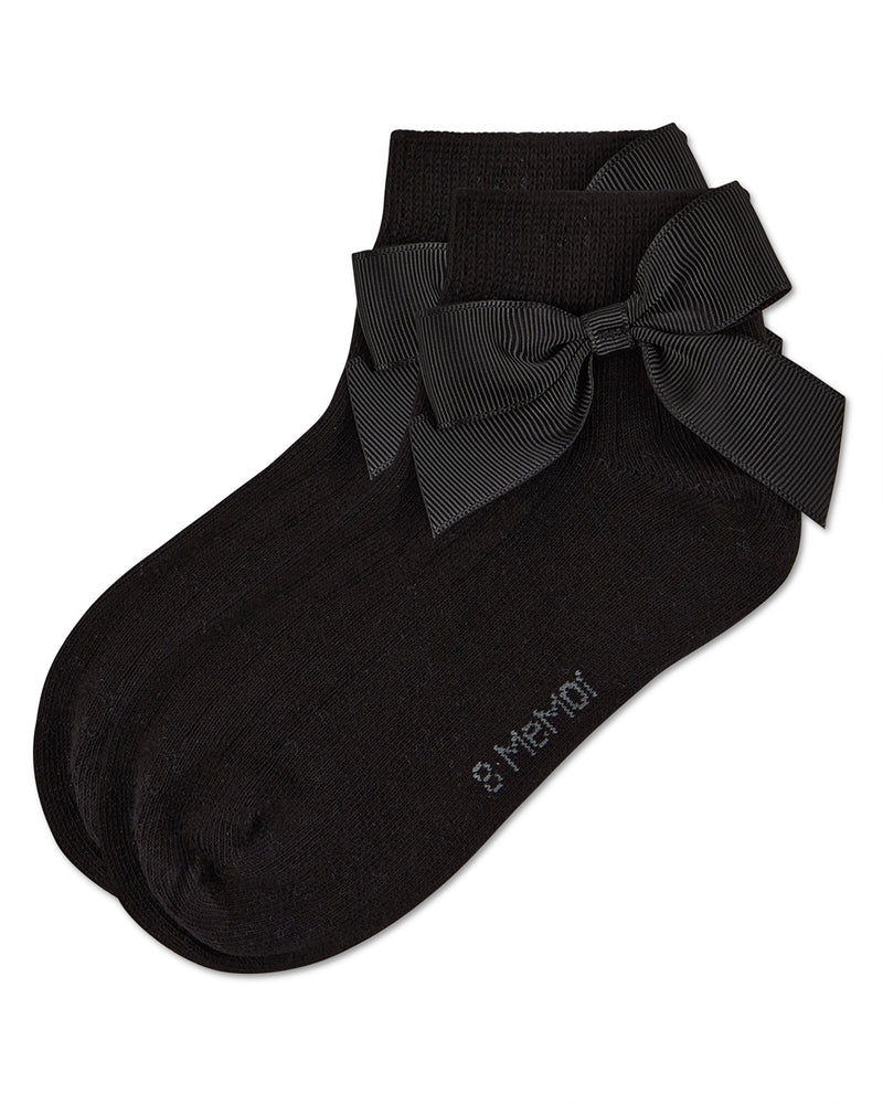 Girls' Ribbed Bow Anklet Socks