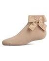 Girls' Ribbed Bow Anklet Socks : Color: Tan