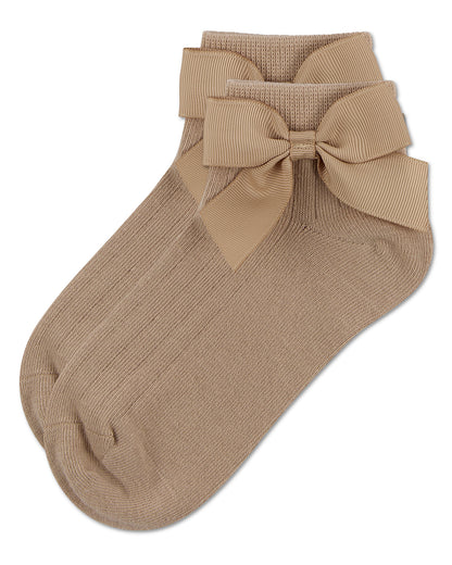 Girls' Ribbed Bow Anklet Socks : Color: Black