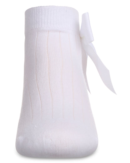 Girls' Ribbed Bow Anklet Socks : Color: Black