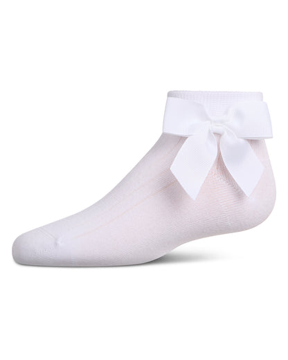 Girls' Ribbed Bow Anklet Socks : Color: White
