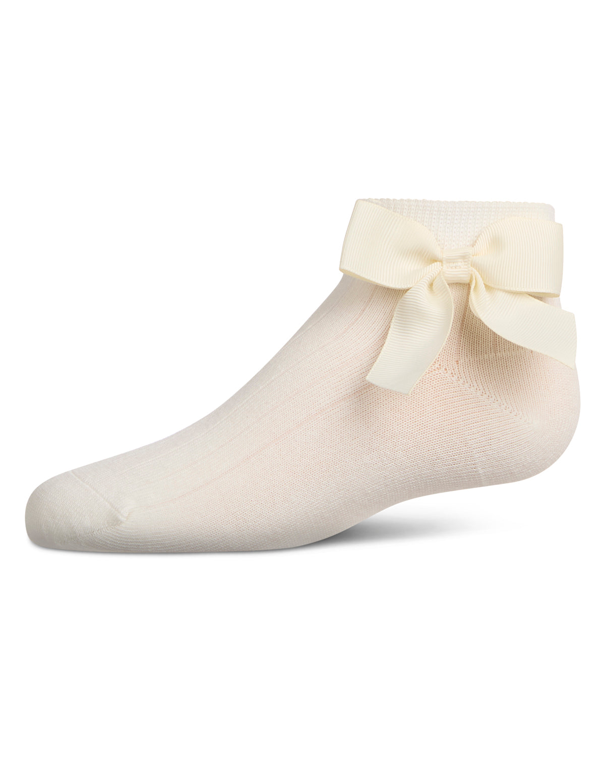 Girls' Ribbed Bow Anklet Socks : Color: Winter White