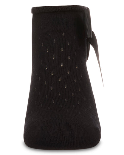 Girls Pointelle Soft Stretch Cotton Anklet Socks : Color: Black
