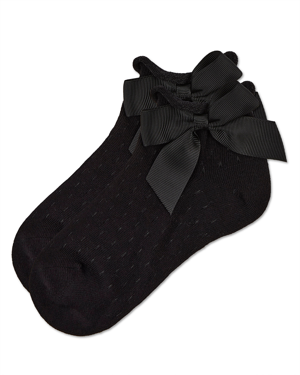 Girls Pointelle Soft Stretch Cotton Anklet Socks : Color: Black