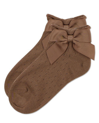 Girls Pointelle Soft Stretch Cotton Anklet Socks : Color: Black