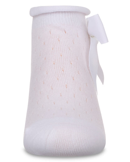 Girls Pointelle Soft Stretch Cotton Anklet Socks : Color: Black
