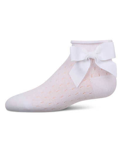 Girls Pointelle Soft Stretch Cotton Anklet Socks : Color: White