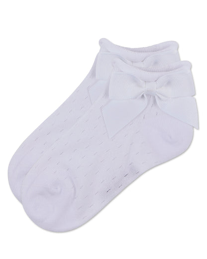 Girls Pointelle Soft Stretch Cotton Anklet Socks : Color: Black