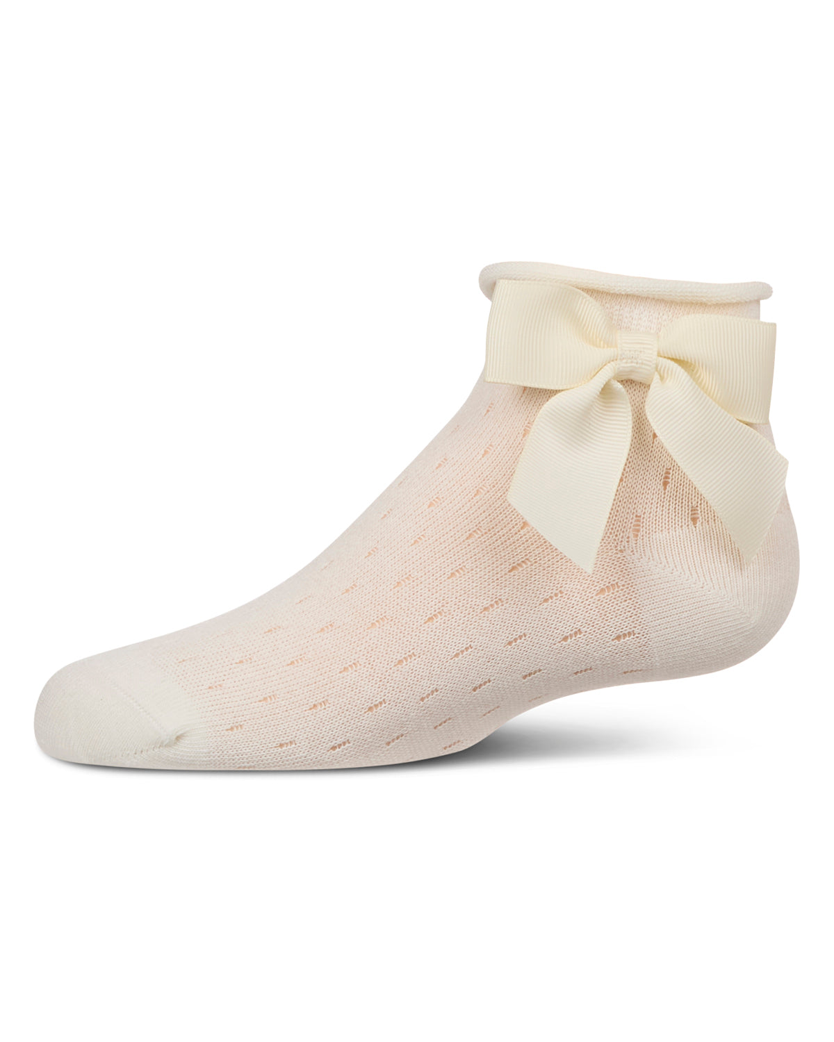 Girls Pointelle Soft Stretch Cotton Anklet Socks : Color: Winter White