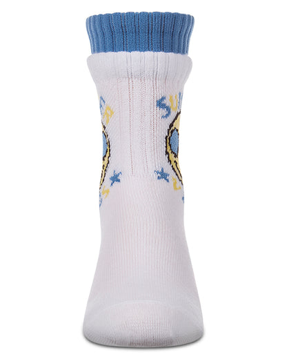 Girls "Summer Vibes" Cotton Blend Double-Layer-Look Crew Sock