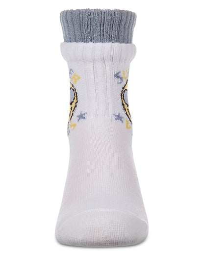 Girls "Summer Vibes" Cotton Blend Double-Layer-Look Crew Sock