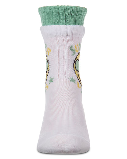 Girls "Summer Vibes" Cotton Blend Double-Layer-Look Crew Sock