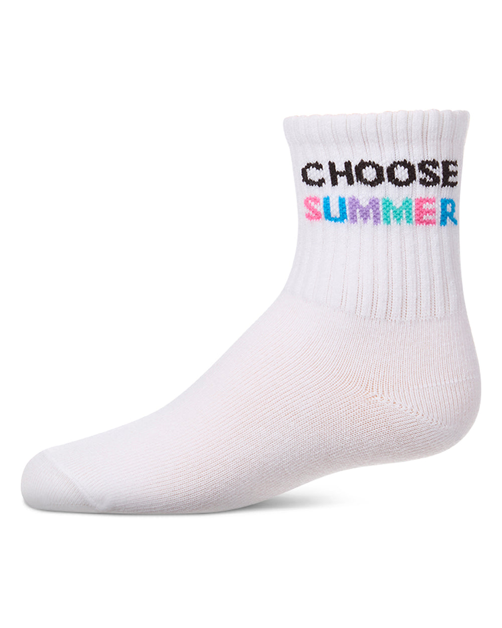 Girls "Choose Summer" Ribbed Cotton-Blend Crew Sock