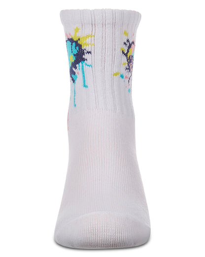 Girls Colorful "Splatter Heart" Cotton Blend Novelty Crew Sock