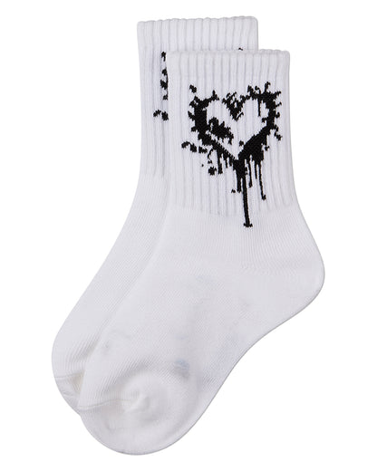 Kids Unisex "Dripping Heart" Cotton Blend Novelty Crew Sock