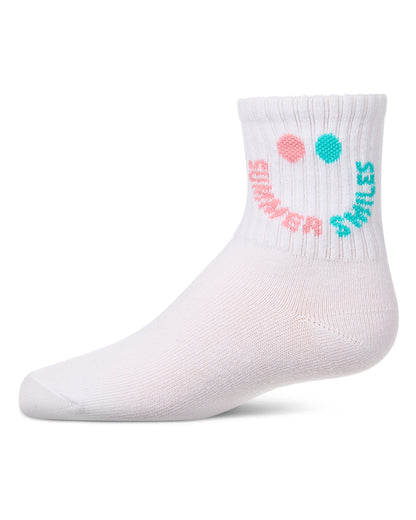 Girls "Summer Smiles" Cotton Blend Novelty Crew Sock