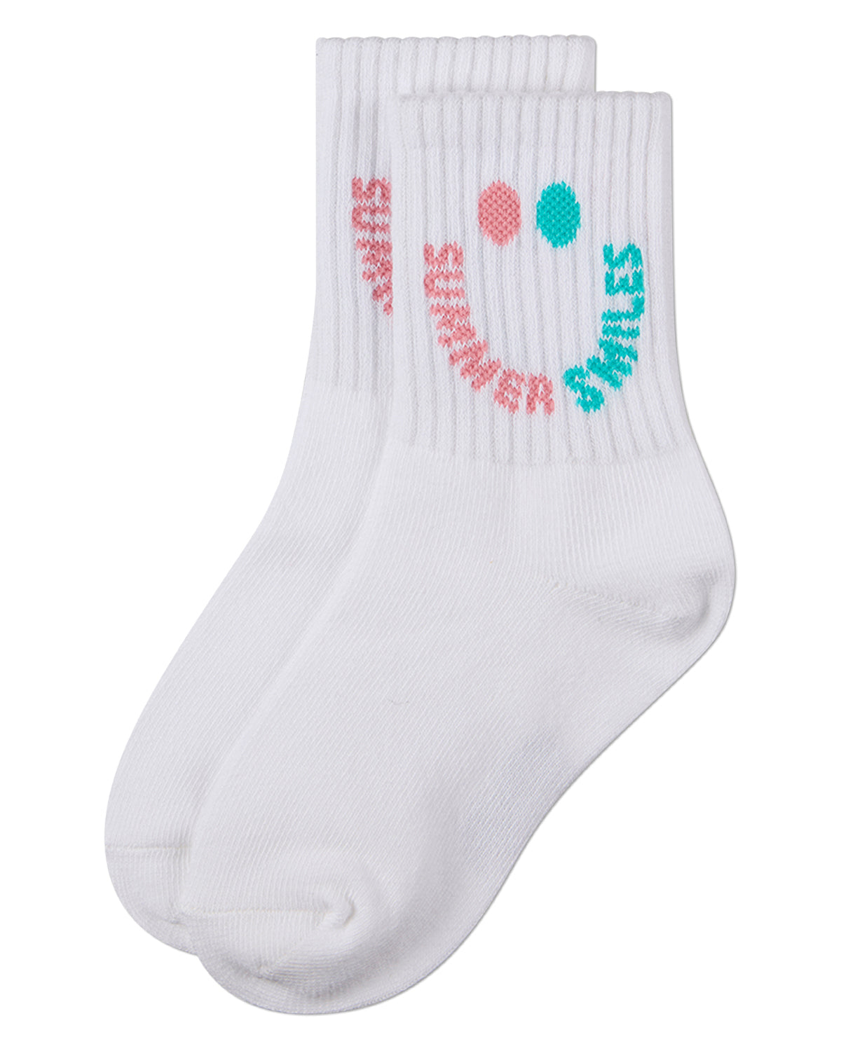 Girls "Summer Smiles" Cotton Blend Novelty Crew Sock