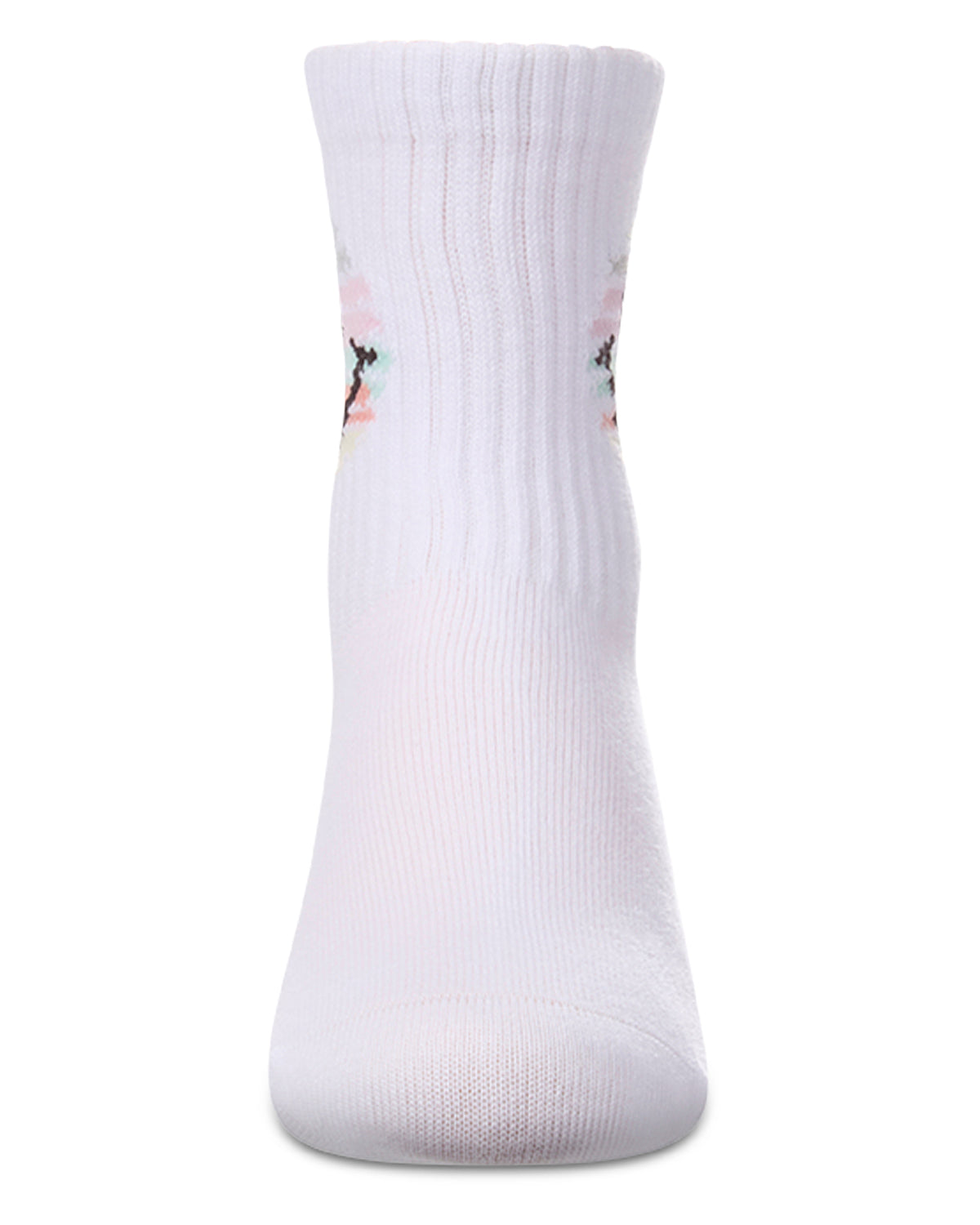 Girls "Colorful Smiley Face" Pointelle Ribbed Cotton-Rich Novelty Crew Sock