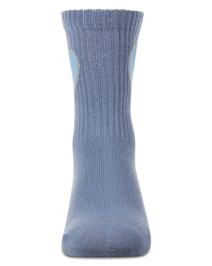 Girls Pointelle Ribbed Cotton-Rich Crew Sock with Cross-Stitch Heart