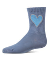Girls Pointelle Ribbed Cotton-Rich Crew Sock with Cross-Stitch Heart